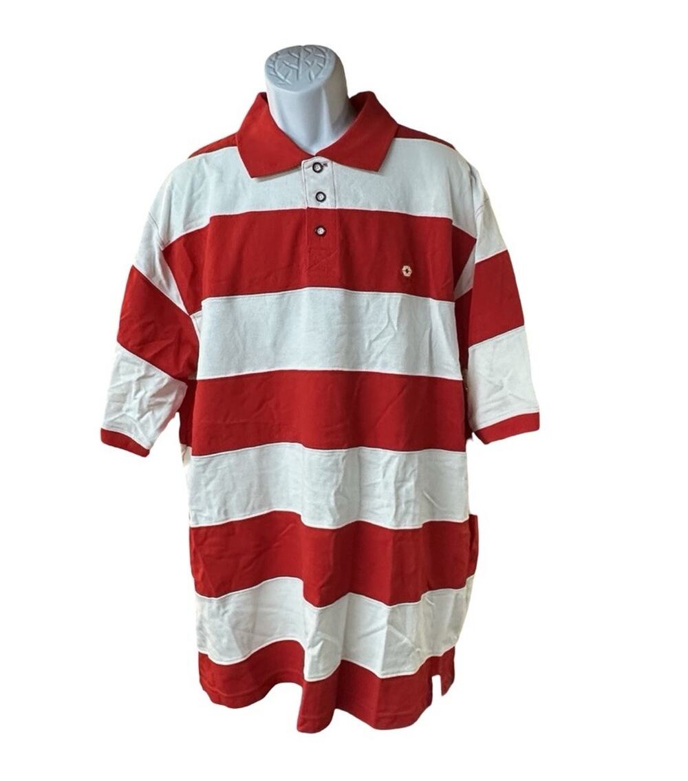 Vintage Y2K Southpole Men’s XL Red White Striped Polo Shirt Hip Hop NWT